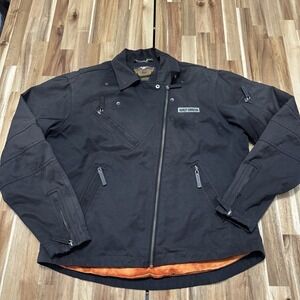 Harley Davidson Jacket Womens L Black Riding Lined Biker Full Zip Motorcycle *